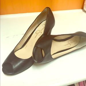 Wedge, peep toe shoes